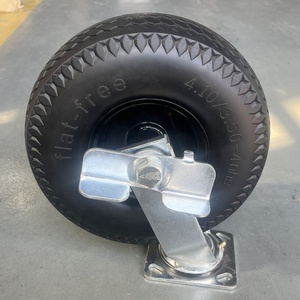 10-Zoll Industrie-Lenkrolle mit pannensicherem Reifen und feststellbarer Lenkplatte für Werkbankwagen, Trolleys und Transportkarren - Product Image 4