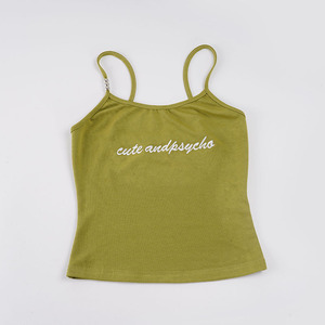 เสื้อกล้ามลำลองพิมพ์ลายตัวอักษรสีเขียวสไตล์ซัมเมอร์เฟรช บีฟ สำหรับสาวฮอต ดีไซน์เก๋ ประดับลูกปัดอเนกประสงค์ เสื้อแขนกุด - Product Image 6