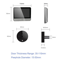 Vidéw 4.3 pouces 2.4G Wifi Tuya 8000mAh 1080p visionneuse de judas inversé sonnette de porte intelligente oeil numérique judas vidéo sonnette caméra