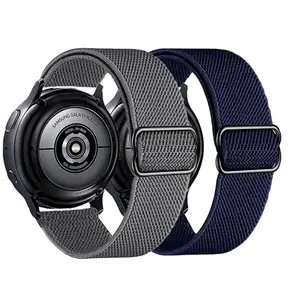 Correia de nylon elástica ajustável, para samsung galaxy watch 4 3 classic 46mm 42mm active 2 s3, pulseira para huawei gt 2 3 pro