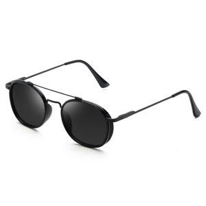 Lunettes de soleil polarisées grises à monture ronde en métal unisexe, protection UV400, type 3, verres TAC - Product Image 2
