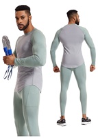 Hommes Compression T Shirt 85% Polyester 15% Spandex Manches Longues Sport Training Gym Baselayer Sportswear Compression T Shirt