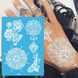Tatouages temporaires au henné blanc pour femmes filles autocollants de tatouage en <span class=keywords><strong>dentelle</strong></span> mystère Sexy <span class=keywords><strong>Mandala</strong></span> fleur Body Art Design étanche - Product Image 4