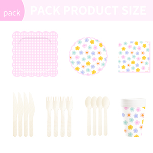 DAMAI Tea Party Decoration Supplies Flower Theme Party Pink Plaid Wave Edge Disposable Dinnerware Set 9 Inch <b>Paper</b> Plates Cup - Product Image 6