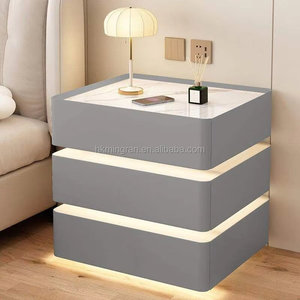 Smart Floating Nightstand with Sintered Stone Top & Password Lock, 3 Drawer Cream Style <b>Bedside</b> <b>Table</b> for Bedroom - Product Image 2