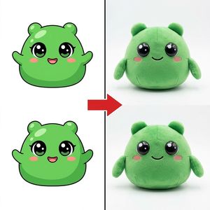 Peluche Personalizzato a Forma di <span class=keywords><strong>Rana</strong></span> <span class=keywords><strong>Verde</strong></span> Rotonda con Grandi Occhi Lucidi e Guance Rosse, Realizzato su Disegno di Cartone Animato di Anfibi - Product Image 1