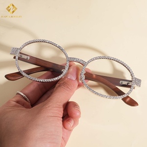 Gafas de Sol de Moda con Decoración de Joyería Hip Hop, Plata 925, Lentes Transparentes con Incrustaciones de Moissanita para Hombre - Product Image 5