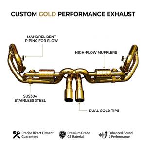 Vortex Gold Coated Stainless Steel Valved <b>Exhaust</b> System with Dual Tips for Porsche 911 991 GT3 4.0L 2014-2019 Bolt-On Upgrades - Product Image 1