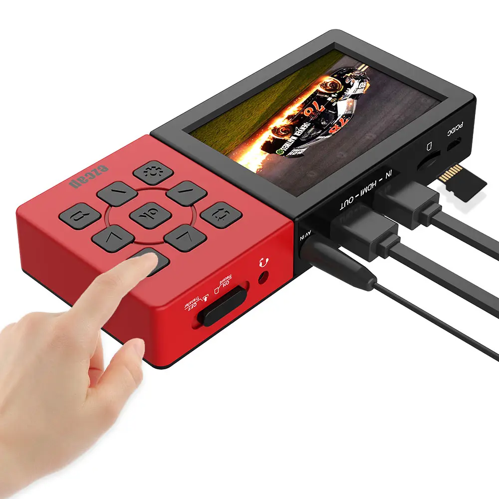 Kotak Penangkap Video HDMI Portabel, Layar LCD 3.5 Inci 1080P 30 dengan HDMI Loop Perekam Game Ezcap273a Mikrofon Ezcap Mini USB