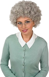 Perruque courte bouclée sans lacet, 100 % cheveux humains véritables, fabriquée à la machine, en gris clair, gris grand-mère - Product Image 5