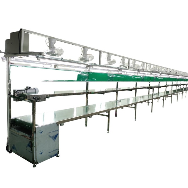 Line Products Electronic Mobile Phone Accessories Conveyor Pvc Fan Belts Production Line Shoe Assembly Table With Light