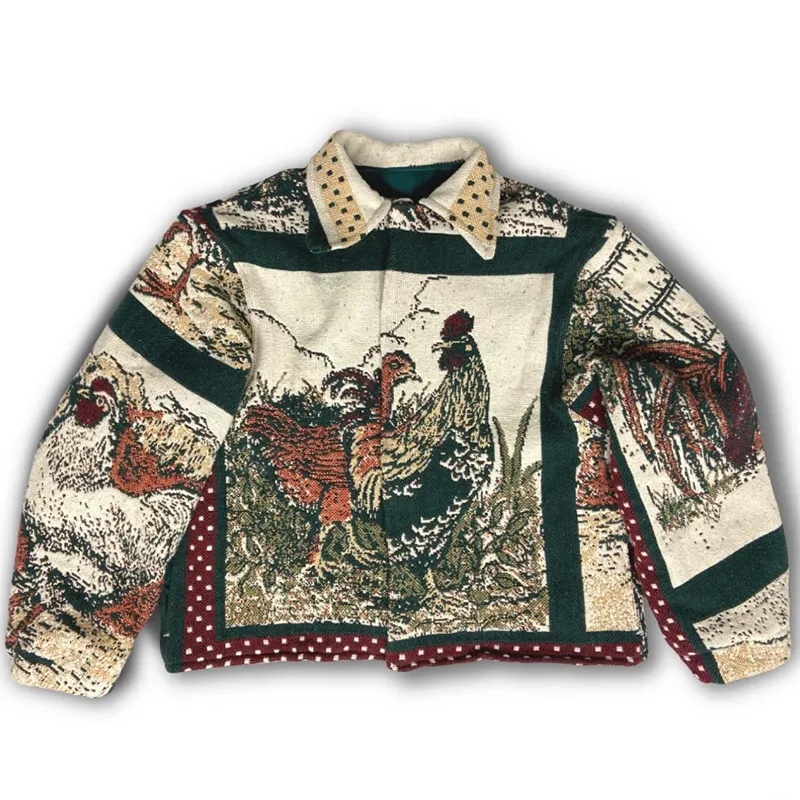 DiZNEW High-class Plus Size Jackets Fancy Vintage Fleece Jacket Embroidered Patterns Men And Women Bomber Jacket Men