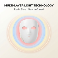 Masque facial LED sans fil portable, thérapie par lumière rouge et bleue, appareil de beauté avec batterie rechargeable de 3000 mAh