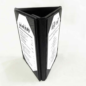 Exhibidores de Menús de Tres Caras para Restaurantes, Cubiertas de Menús de Cuero con Soporte Triangular - Product Image 1