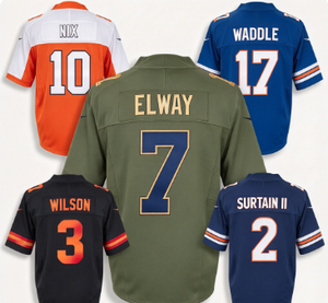 เสื้อฟุตบอลเดนเวอร์ บรองโกส์ 5 แบบ นิกซ์ วัดเดิล วิลสัน เซอร์เทน ทู เอลเวย์ # 10 # 17 # 3 # 2 # เสื้อแข่งกีฬาจำลอง 7 แบบสำหรับผู้ชาย - Product Image 1