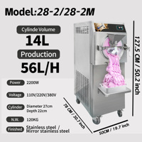 Mesin Pembuat Es Krim Keras Italia 56L/H Dengan Kompresor Wonda Gelato, Mesin Pembuat Es Krim Komersial Untuk Peralatan Es Krim, Batch Freezer