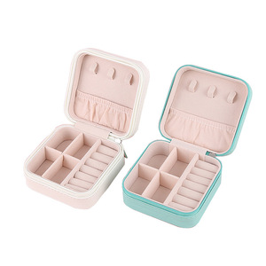 <b>Small</b> Travel PU Leather Zipper Closure Earring Jewelry <b>Storage</b> <b>Box</b> Organizer Custom Logo - Product Image 5