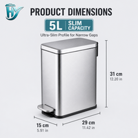 Poubelle à pédale en acier inoxydable 9L pour le bureau, l'hôtel et la cuisine.