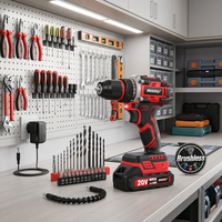 MARS CD-04 Perceuse-visseuse sans fil 20V sans balais, kit avec batterie 2.0Ah, chargeur, mandrin 3/8 pouces, couple de 355 in-lbs, 2 vitesses, 22 outils