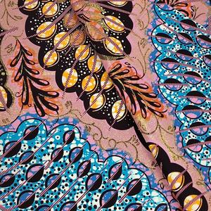 Tissu en Coton Biologique Imprimé Wax Doré Africain Motif Batik 6 Yards <span class=keywords><strong>Pagne</strong></span> Tendance pour Robes <span class=keywords><strong>de</strong></span> Femmes Technique Tissée - Product Image 2