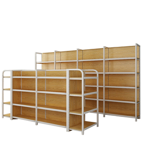 Guichang acero duradero <span class=keywords><strong>4</strong></span> estantes certificado CE acabado en grano de madera góndola tienda de cosméticos estante de exhibición accesorio de tienda - Product Image 3