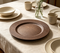 Assiette de banquet en plastique PP texturé brun foncé de designer, marque Jiahe haut de gamme, décoration de mariage et de fête de restaurant, 100 pièces, ronde classique