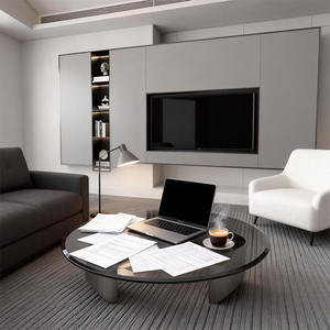 <span class=keywords><strong>Mesa</strong></span> de Centro Minimalista <span class=keywords><strong>Redonda</strong></span> de Vidrio Negro Transparente para Sala de Estar, Juego de <span class=keywords><strong>Mesa</strong></span> de Centro con Patas Plateadas, <span class=keywords><strong>Mesa</strong></span> de Centro Trípode - Product Image 5