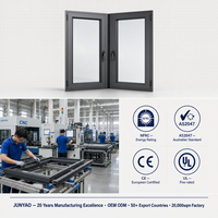 Ventana Abatible Insonorizada y Resistente a Huracanes AS2047 NFRC CE 6063-T5 PA66 5+20A+5 Low-E, Resistente a la Intemperie, OEM para Villa