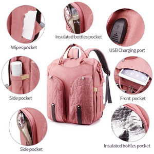 Vente en gros de couffin portable 3-en-1 pour lit pliant USB et <span class=keywords><strong>sac</strong></span> <span class=keywords><strong>à</strong></span> <span class=keywords><strong>dos</strong></span> <span class=keywords><strong>à</strong></span> couches pour maternité en polyester durable pour les nouvelles mamans - Product Image 4
