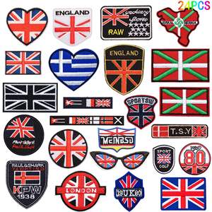 英国旗刺繍パッチバイカージャケット衣料品アクセサリーヨーロッパのファッションDIYクラフト用アイアンオンシュー - Product Image 1