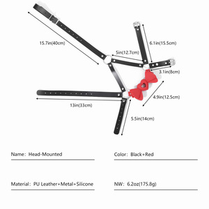 Accessoire de bondage pour adulte en cuir noir avec nœud papillon rouge pour la tête - Product Image 3