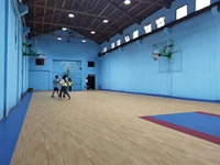 Rollo de vinilo de grano de madera de arce multicolor de 4,5mm, azulejos de suelo para deportes de interior para canchas de baloncesto de bádminton Pickleball-Scratch