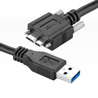 Kabel Data USB 3.0 Tipe-A Micro-B Berlapis Ganda dengan Selubung Kepang Tembaga dan Pengunci Sekrup untuk Kamera Industri dan Hard Drive Portabel