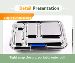 Oumeng Thiết Kế Mới Thân Thiện Với Môi Tái Sử Dụng <span class=keywords><strong>Bento</strong></span> Hộp Ăn Trưa Thép Không Gỉ Hộp Ăn Trưa Cho Trẻ Em 5 Khoang <span class=keywords><strong>Bento</strong></span> Hộp - Product Image 2