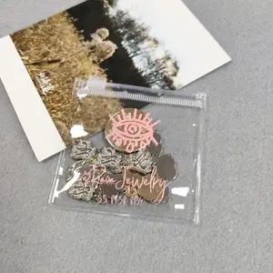 Изготовленный на заказ логотип серьги ожерелье упаковка мешок на молнии прозрачный ПВХ ювелирных изделий косметический Ziplock мешок