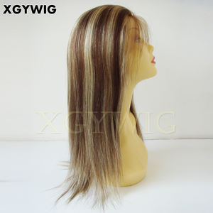 Perruque full lace wig Remy naturelle, cheveux humains vierges, reflets blonds, marron, densité 100%, alignée de cuticules, hd, en Stock, haute qualité, 6H613 - Product Image 4