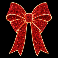 Guirnalda de Luces LED de Gran Tamaño con Contorno Blanco Cálido, Motivo de Lazo Rojo 2D, para Decoración Navideña, Comercial y Festiva en Exteriores, IP65, CE