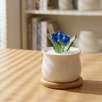 Lampu Murano Buatan Tangan Tiga Tulip Pot Bulat Tanaman dalam Pot Kaca Cocok untuk Hadiah Hari Ibu Hari Guru