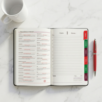 Offre Spéciale : Agenda-Carnet A5 Personnalisé 2027 à Couverture Rigide avec Reliure Cousue, Bande Élastique, Couverture pour une Écriture Fluide et Porte-Stylo