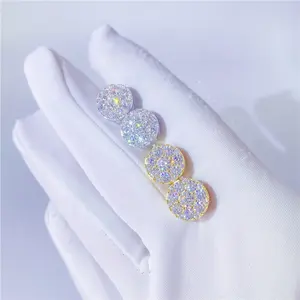 2021 인기있는 Hotsale 아이스 아웃 보석 도매 가격 925 스털링 실버 쥬얼리 D Moissanite VVS 스터드 귀걸이