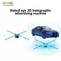 AZMAX Proyector Holográfico Comercial 3D WiFi de 45CM con 5720 LED, Pantalla Publicitaria con Ventilador, Compatible con Imágenes y Videos