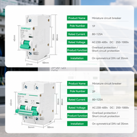 DZ47-125 minyatür devre kesici 10KA 125A DC MCB 1 2 3 4 kutup 63A 80A 100A 125A 600V güneş Mini kesici 80 Amp 100 Amp 125