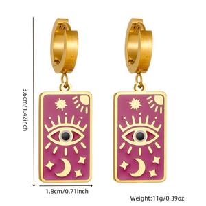 Collar De Luna estrella vintage, cadena doble de <span class=keywords><strong>ojo</strong></span> de aceite personalizada, nuevos pendientes de color geométrico, joyería de moda para mujer - Product Image 5