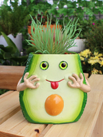 Op Maat Gemaakte Creatieve Hars Avocado Vorm Bloempot Schattige Handgeschilderde Sculptuur Hars Avocado Vorm Planter Voor Interieur.