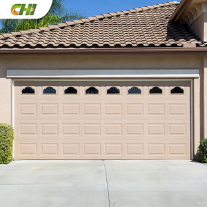 Porte de <span class=keywords><strong>garage</strong></span> sectionnelle en acier noir CHI Directo De Fabrica 16x8 avec fenêtres, isolée avec PU, commande en gros - Product Image 2