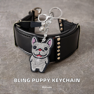 Bling strass chien porte-clés mignon petit cadeau paillettes gommeux diamant cristal bouledogue français Animal gland voiture porte-clés - Product Image 4