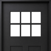 Porte battante sur mesure en fibre de verre isolante avec finition noire mate moderne, isolation acoustique et double vitrage trempé