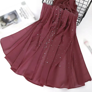 ผ้าพันคอชิฟฟ่อนฮิญาบผ้าชิฟฟ่อนพร้อมไข่มุกดีไซน์มาเลย์ - Product Image 4