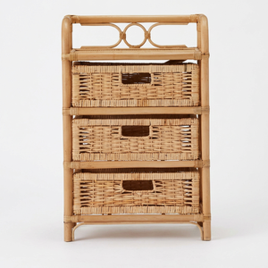 Luxury and stylish natural rattan 3 drawer bedside table, bedside table with drawers, bedroom furniture - Product Image 1