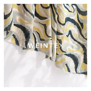 WI-Z1015 Real silk crepe de chine fabric 100% silk digital fabric printing service abstract liquid pattern for dress material